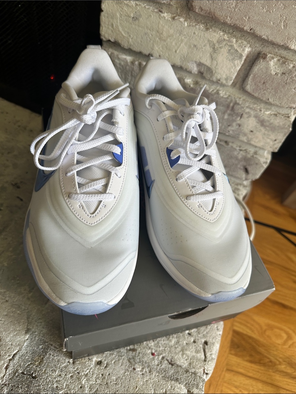 Nike A’One (GS) White Sneakers with Silver and Light Blue A’ja 6.5Y Basketball - Picture 5 of 5